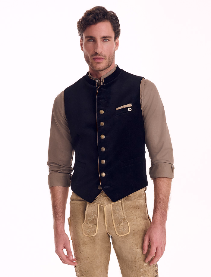 Hemd Leo N° 2002-17 <br> Samt Gilet Nick N° 1599-1 