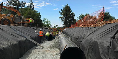 Large pipe being constructed
