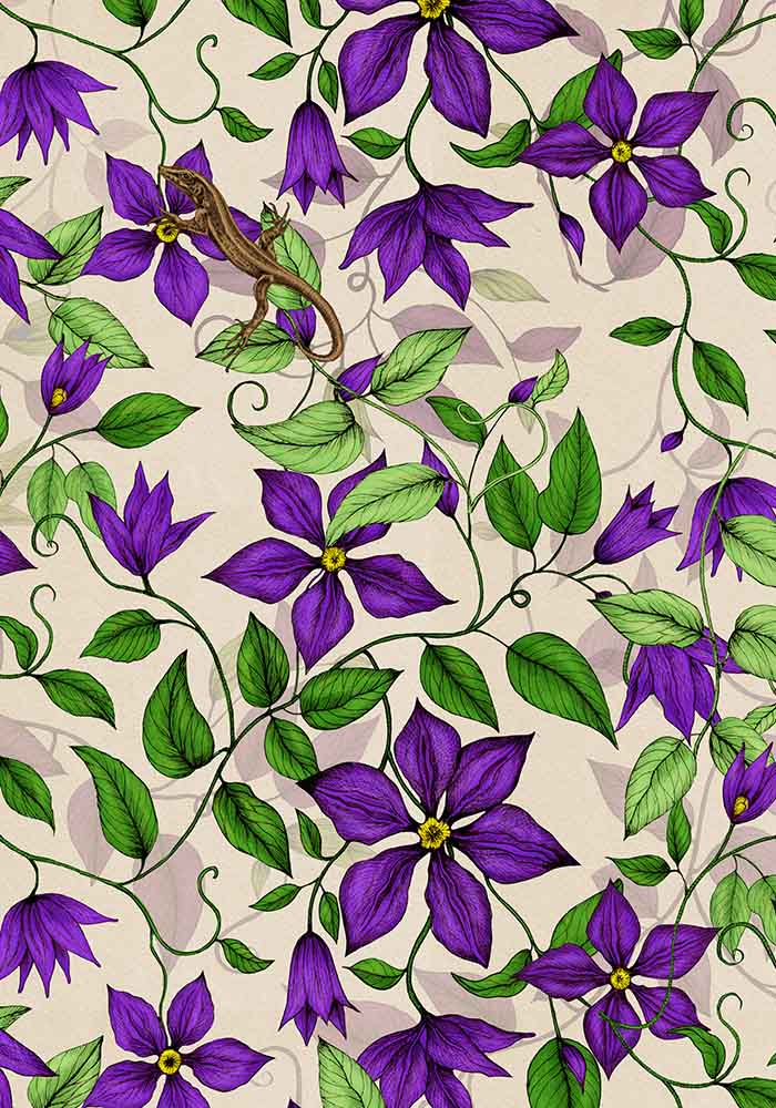 Lizards on Clematis surface pattern HVilkman