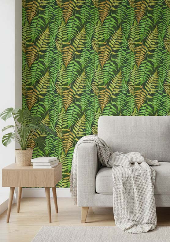 Hand drawn ferns wall paper pattern by Heidi Vilkman