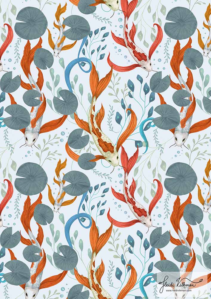 Koi pond repeat pattern Heidi Vilkman