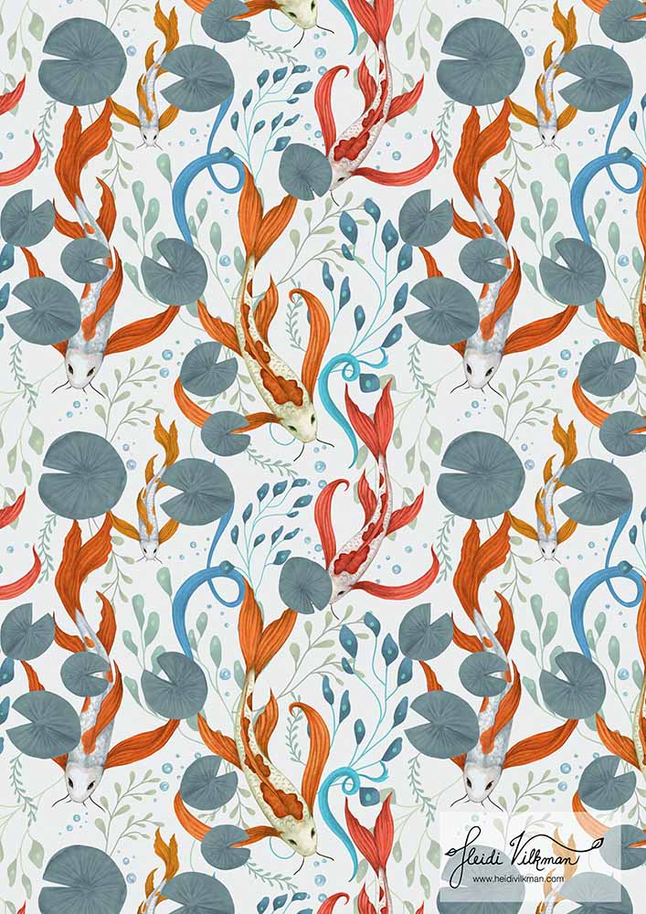 Koi pond repeat pattern Heidi Vilkman
