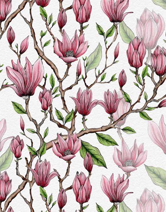 Magnolia luxury repeat pattern design 