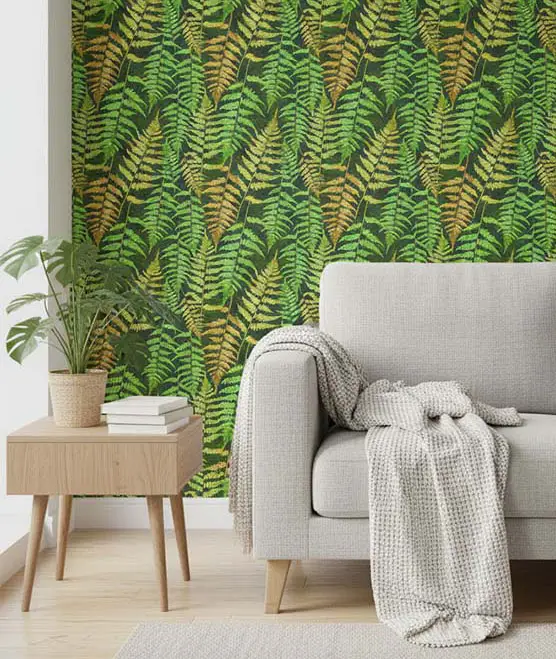 Vibrant Fern wall paper design