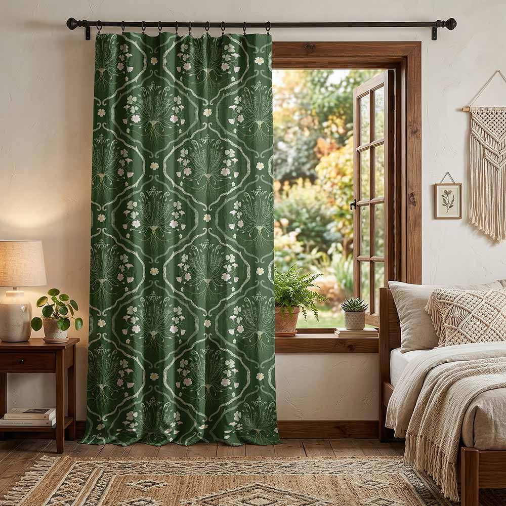 Hidden hero print design on a curtain by Heidi Vilkman