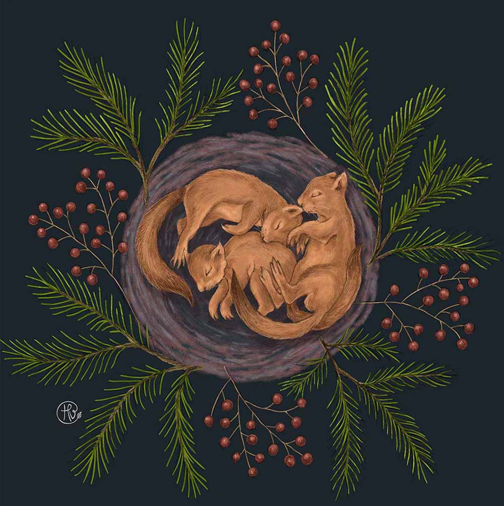 Baby Squirrels Season's Greetings by Heidi Vilkman