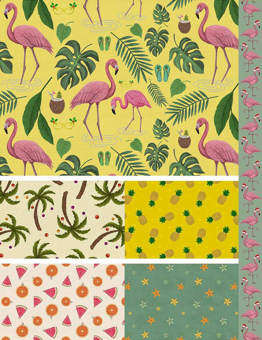 Tropical Christmas surface pattern collection by Heidi Vilkman