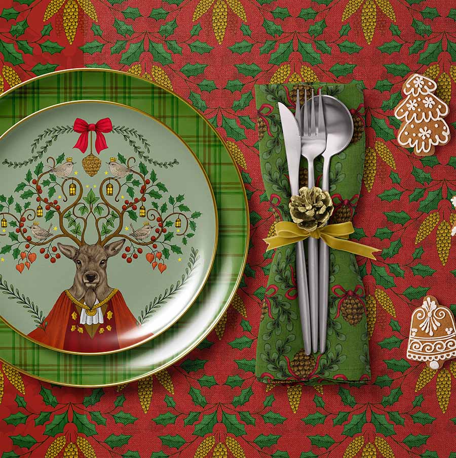 The Holly King hand-drawn pattern collection design by Heidi Vilkman