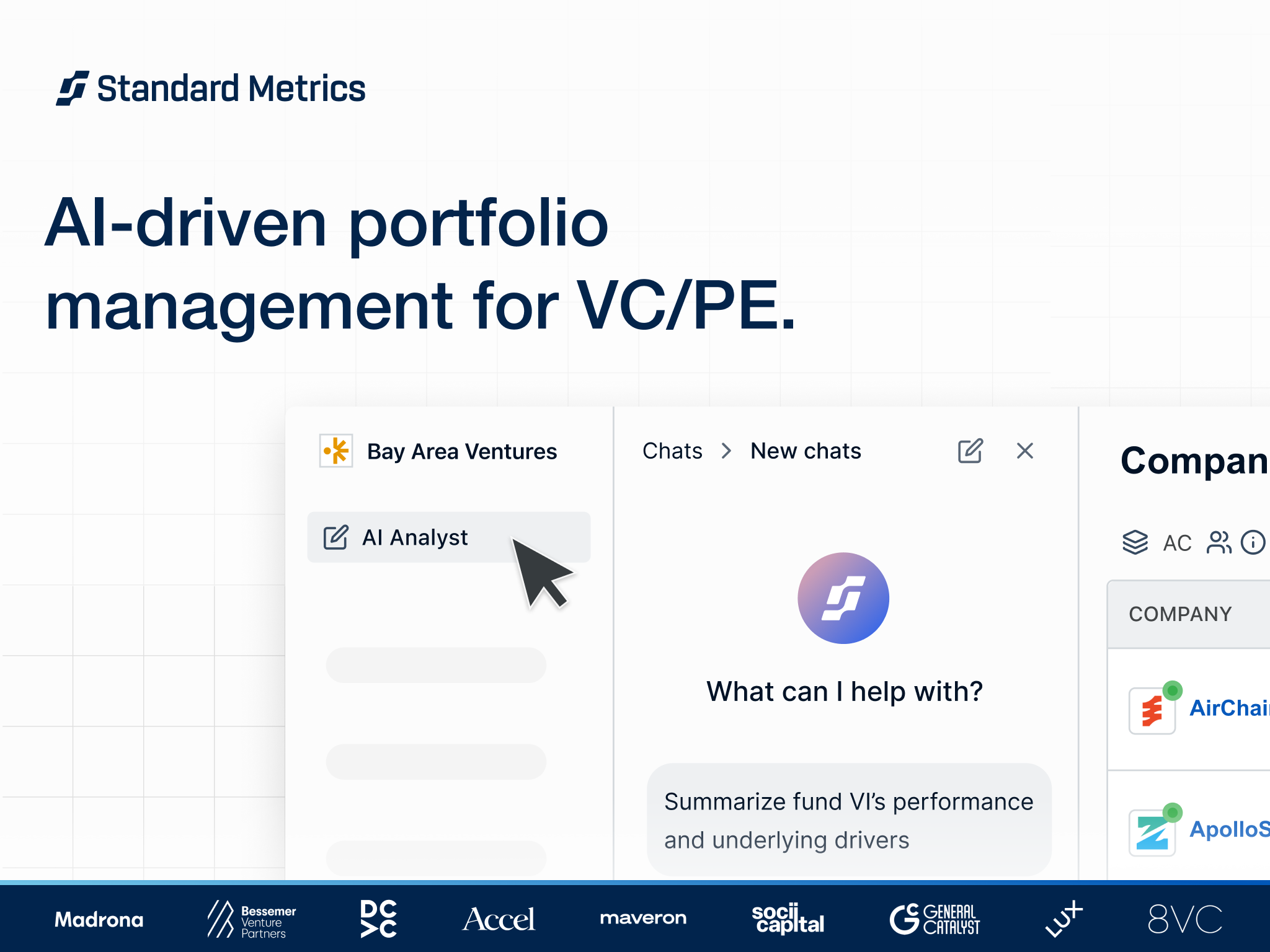 AI-driven portfolio management for VC/PE