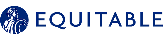 Equitable company logo with a stylized profile of a woman in a circle and blue text.