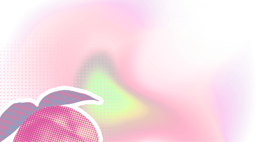 Pink dots arranged in a halftone-style circular pattern on a transparent background.