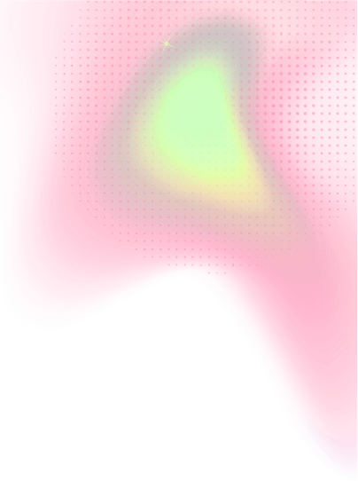Abstract pink and green gradient with dotted halftone pattern and wavy shape at the bottom.