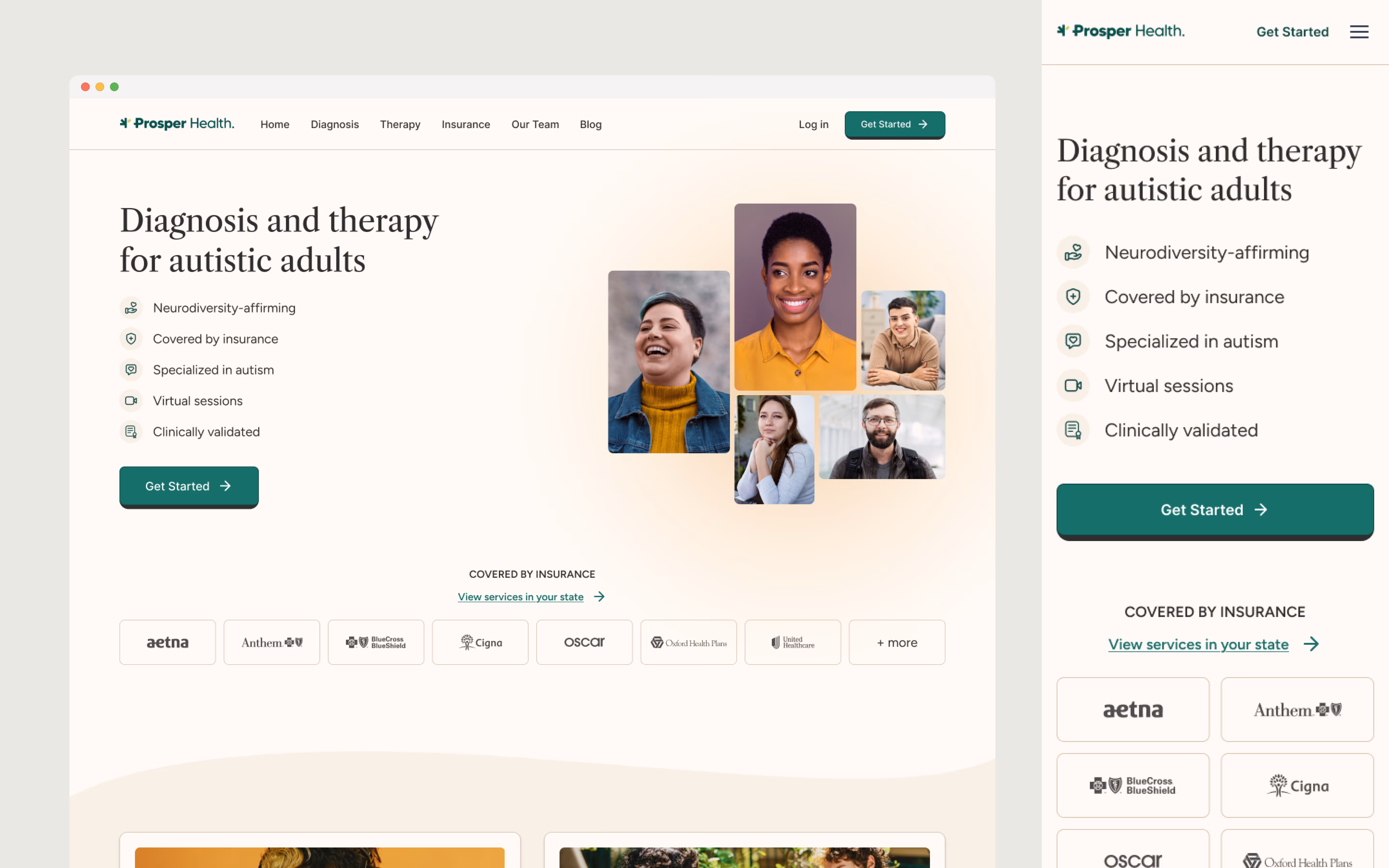 A web page for Prosper Health company.