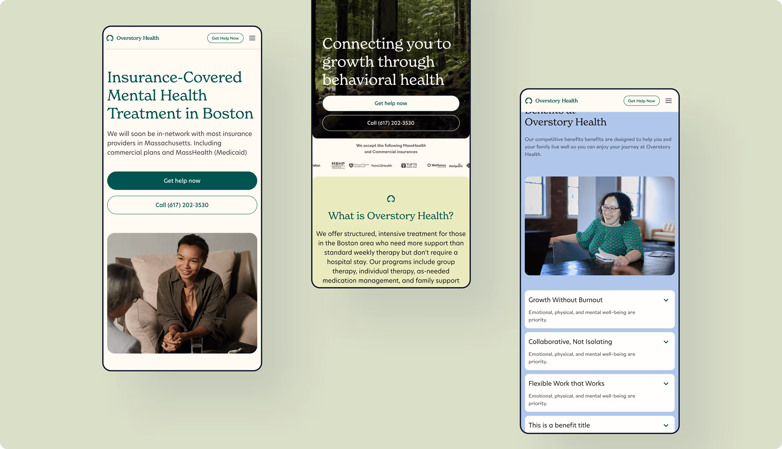 A web page for Overstory Health company.