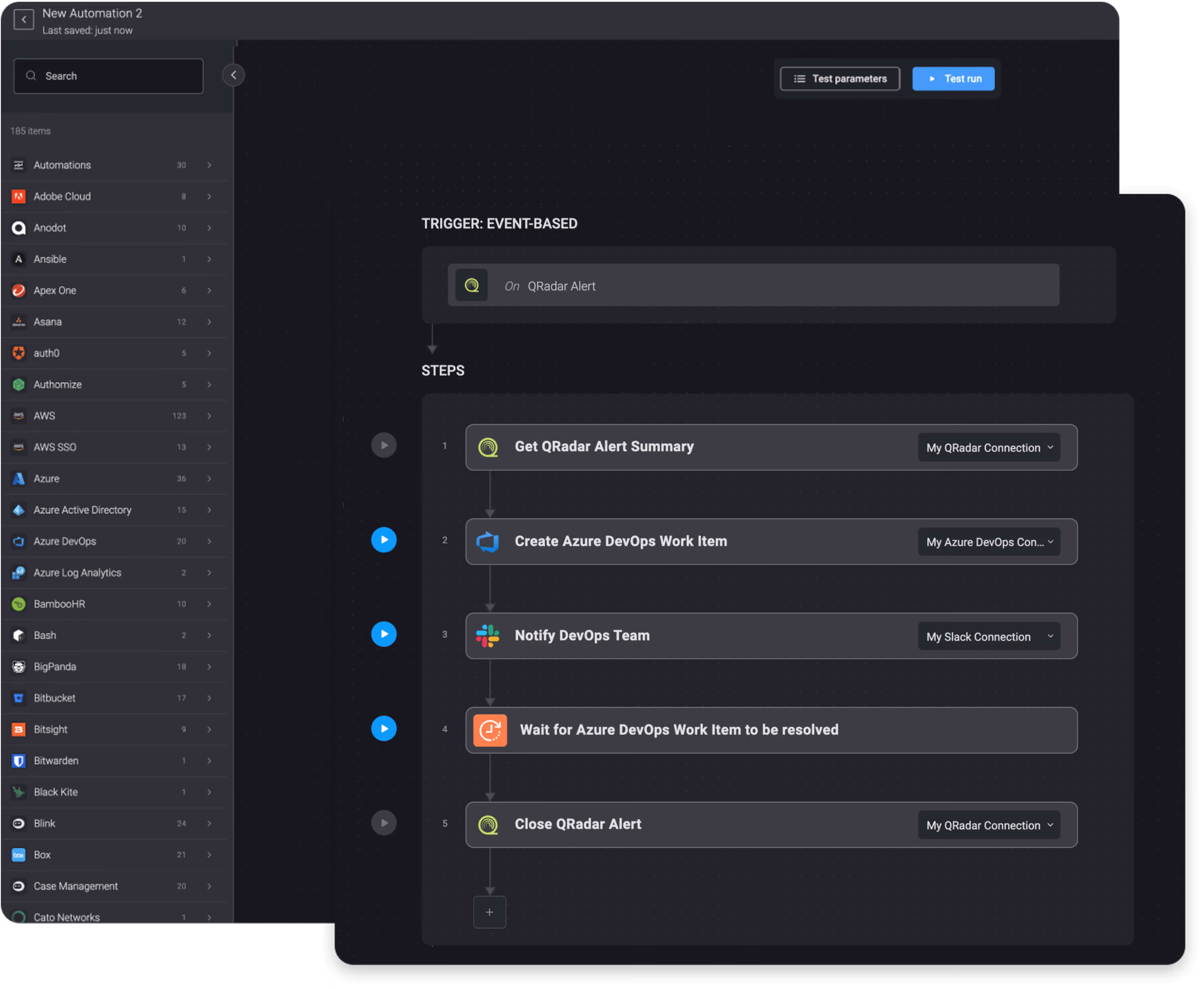 ControlUp Workflow: Creating Azure DevOps work items from QRadar alerts