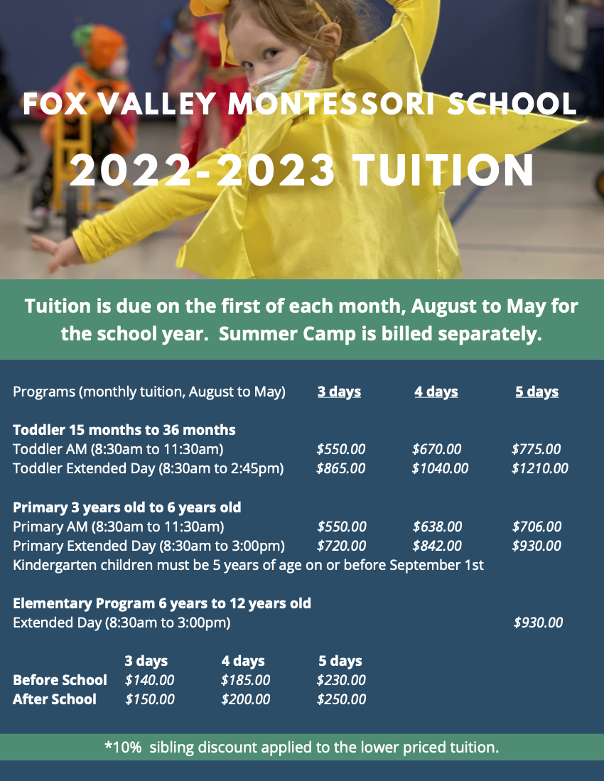 Tuition Information | Fox Valley Montessori School