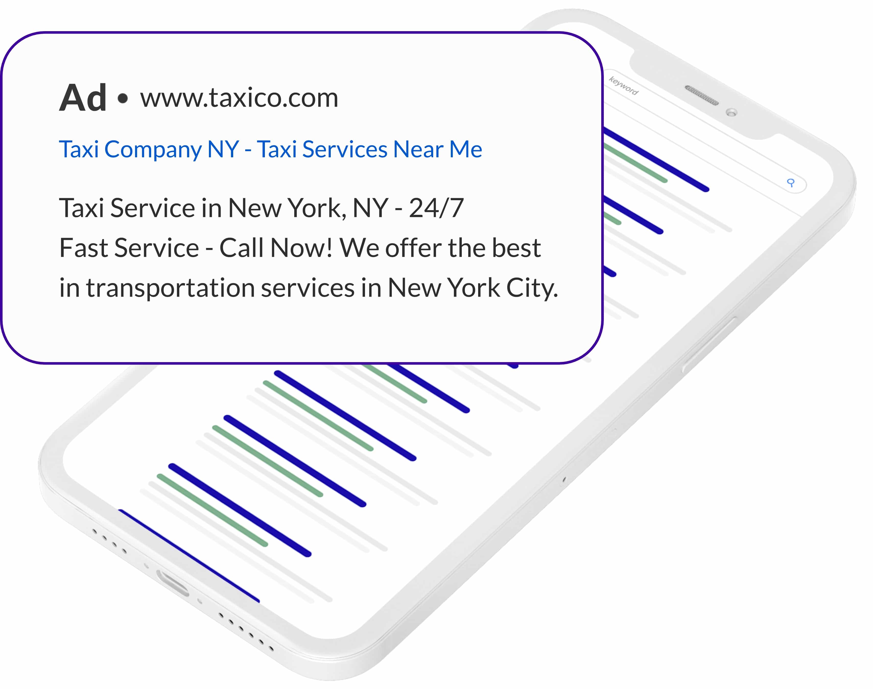 A mobile phone showing a paid advertisement.