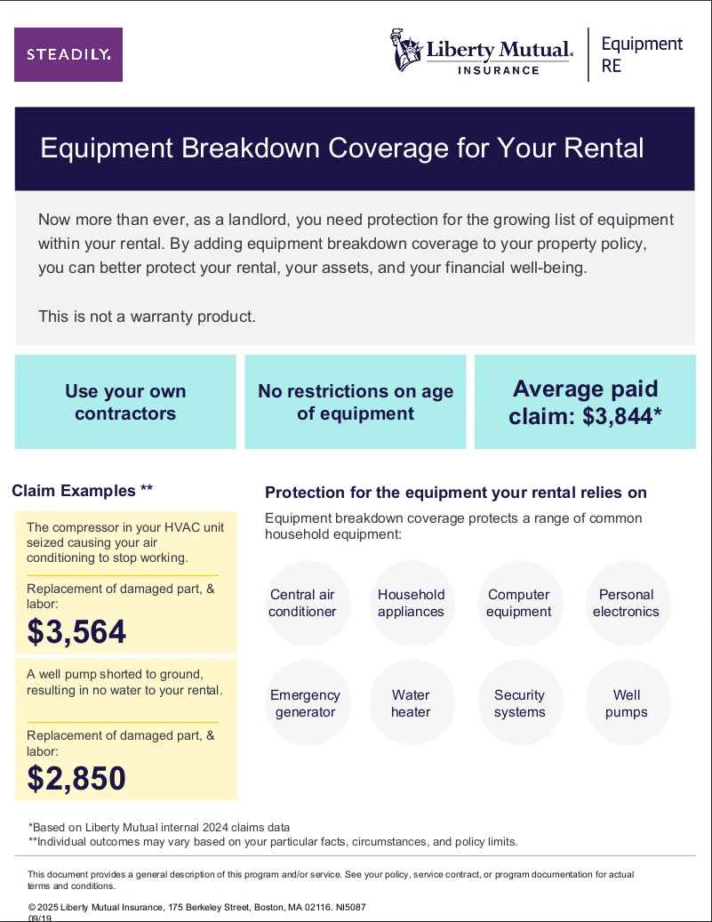 Steadily and Liberty Mutual insurance data on equipment breakdown coverage