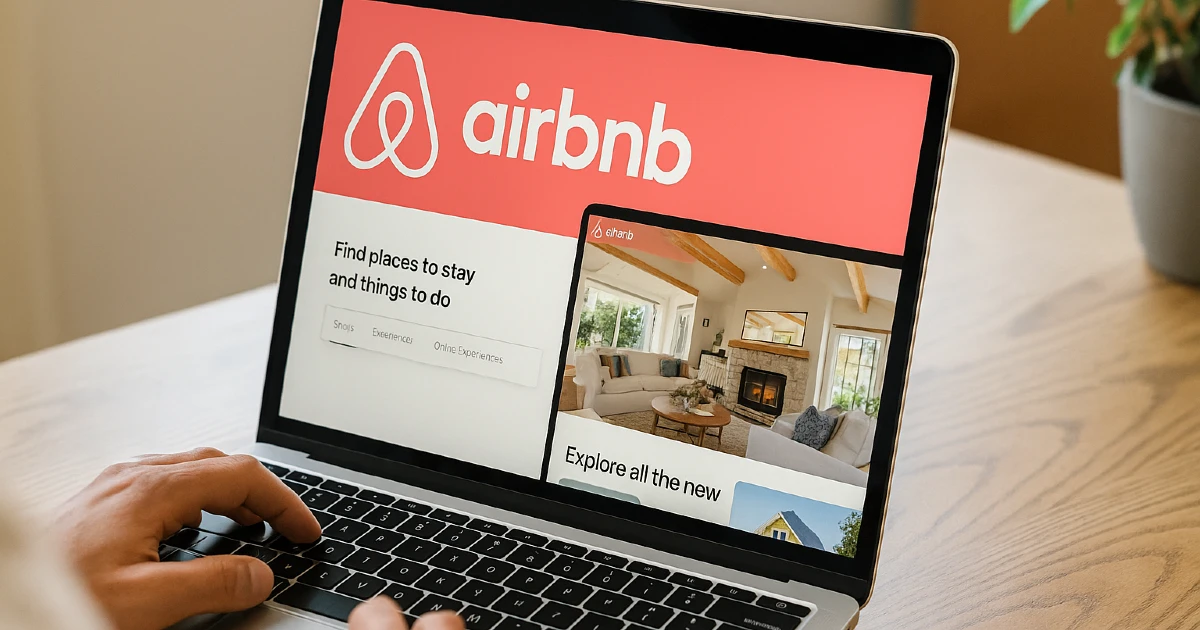 Airbnb app on a laptop