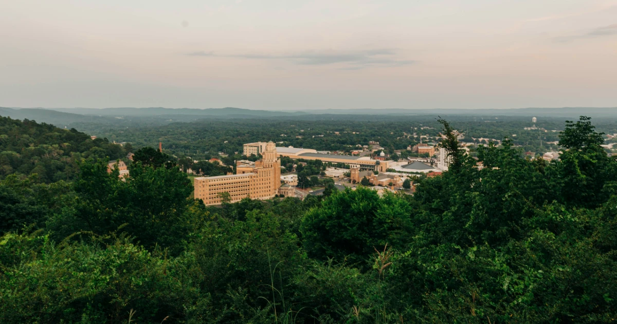 An aerial view of Hot Springs, Arkansas