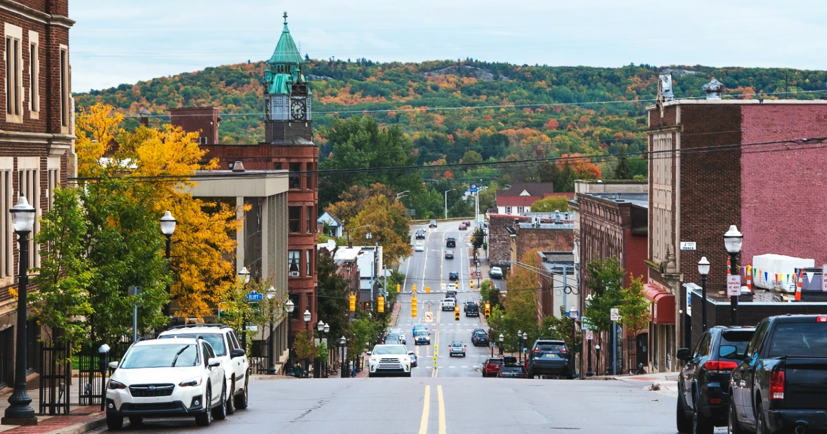 A view of a street in a Michigan town