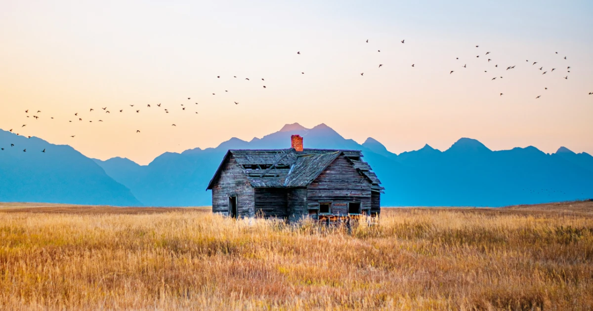 A house in the middle of a plains in Montana