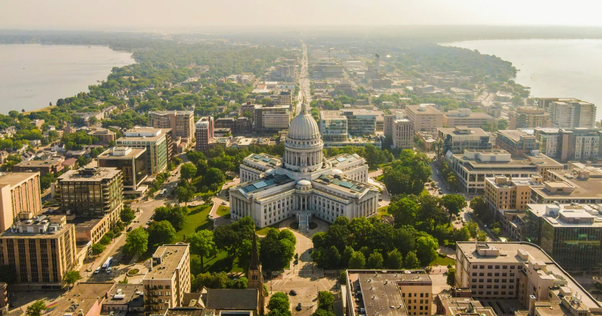 The capitol building in Madison, Wisconsin