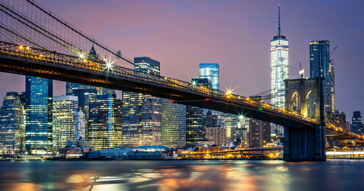 An aerial view of a bridge in New York City