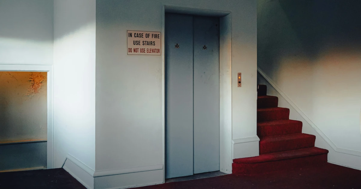 An elevator that is broken or out of order