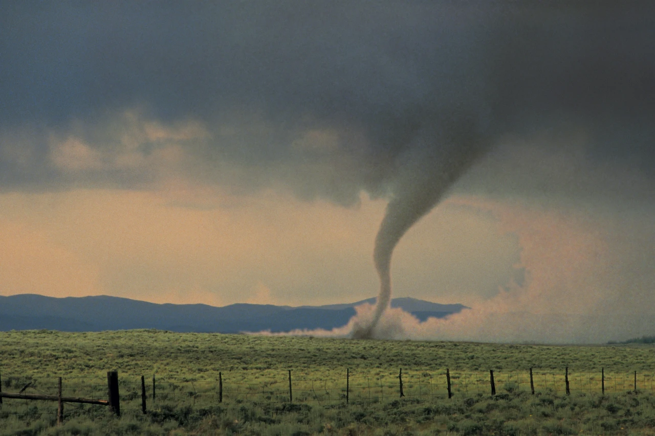 A tornado in a field