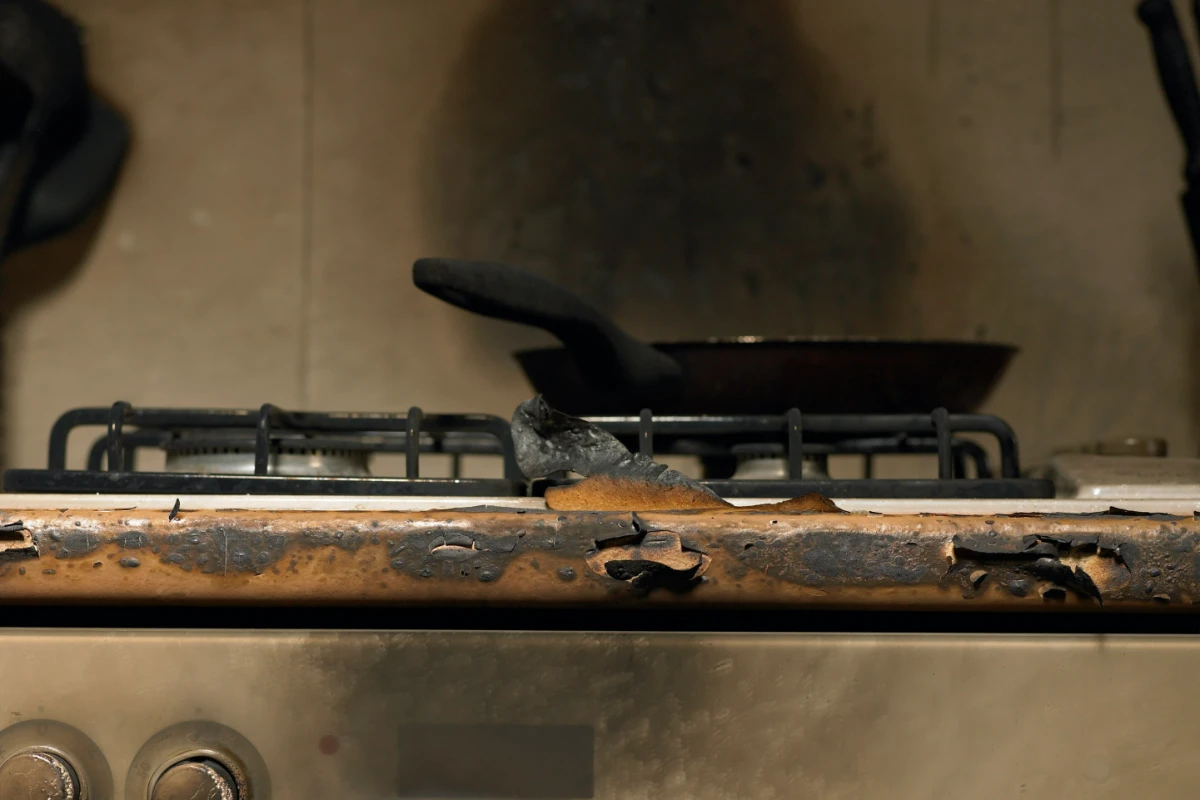 Smoke damage from a kitchen fire