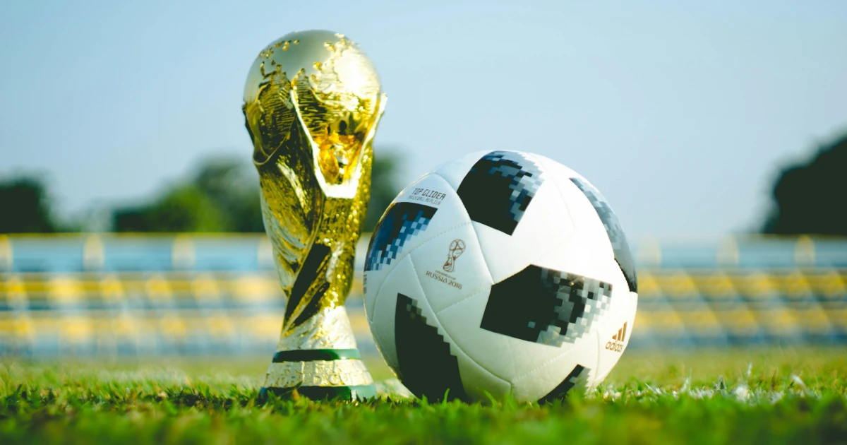World Cup trophy and soccer ball
