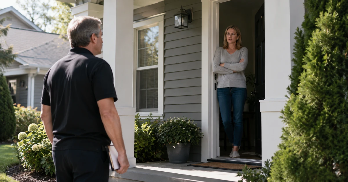 A landlord is seen harassing his tenant