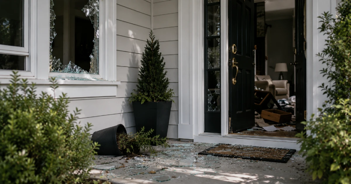 A house that has recently been broken into