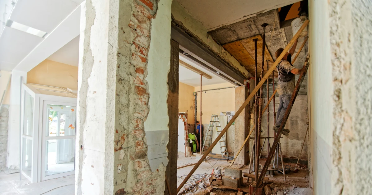 Rental property building being renovated