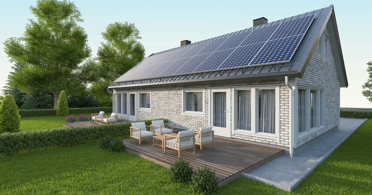 Solar panels on the roof of a rental property home
