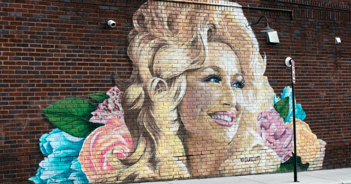 A mural of Dolly Parton