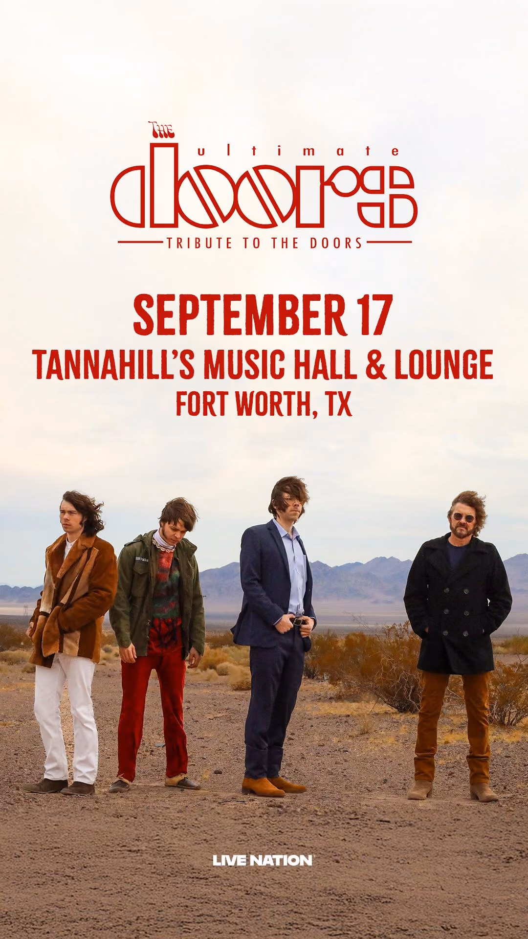 The Ultimate Doors, a tribute to The Doors, at Tannahill's Music Hall & Lounge, Thursday September 17