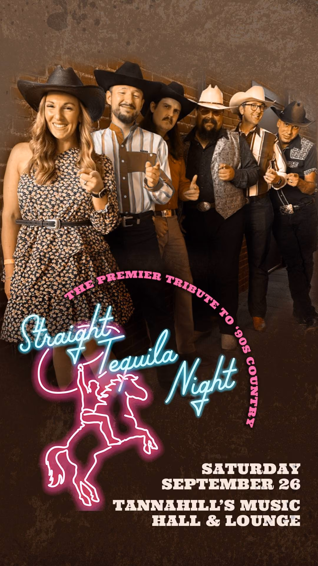 Straight Tequila Night, the premier '90s country tribute, at Tannahill's, Saturday September 26
