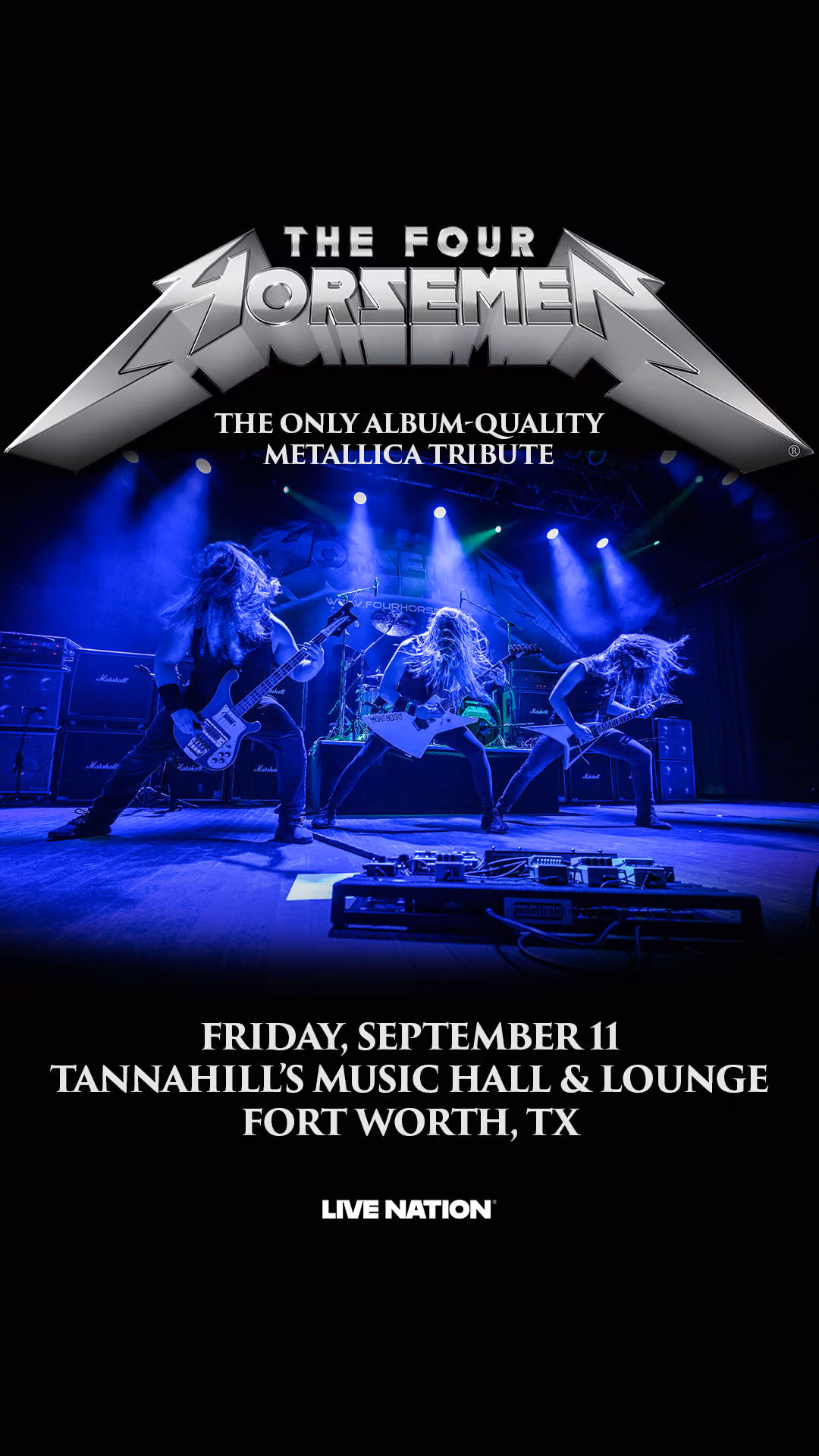 The Four Horsemen album-quality Metallica tribute at Tannahill's Music Hall & Lounge, Friday September 11