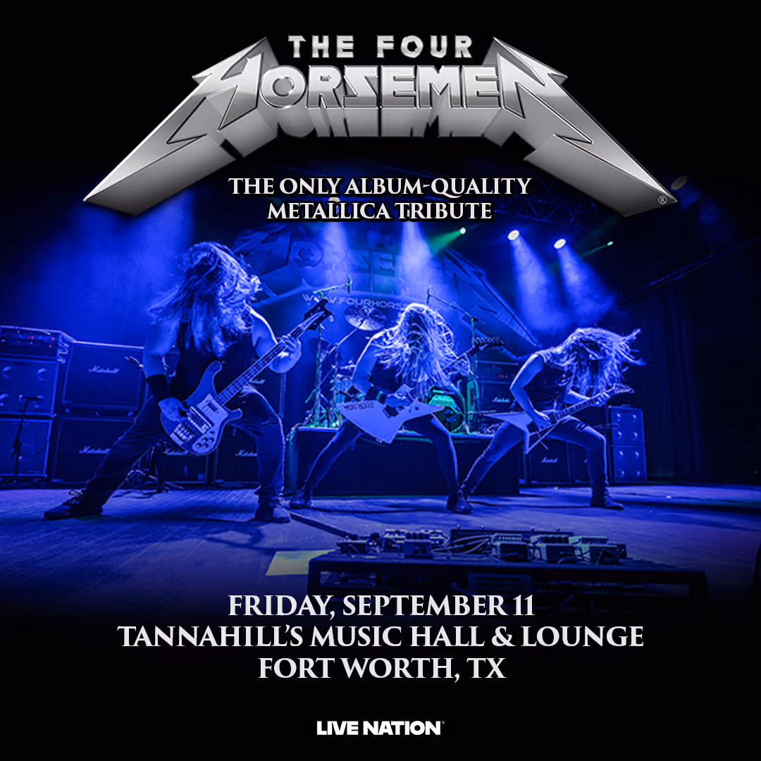 The Four Horsemen album-quality Metallica tribute at Tannahill's Music Hall & Lounge, Friday September 11
