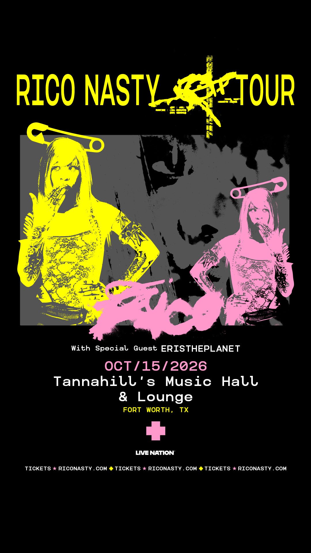 Rico Nasty vertical show poster, Tannahill's Music Hall October 15