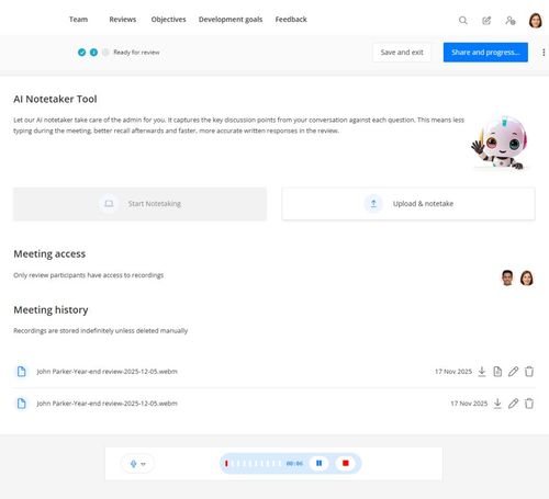 AI Notetaker for Performance Reviews & Check-ins | New Feature