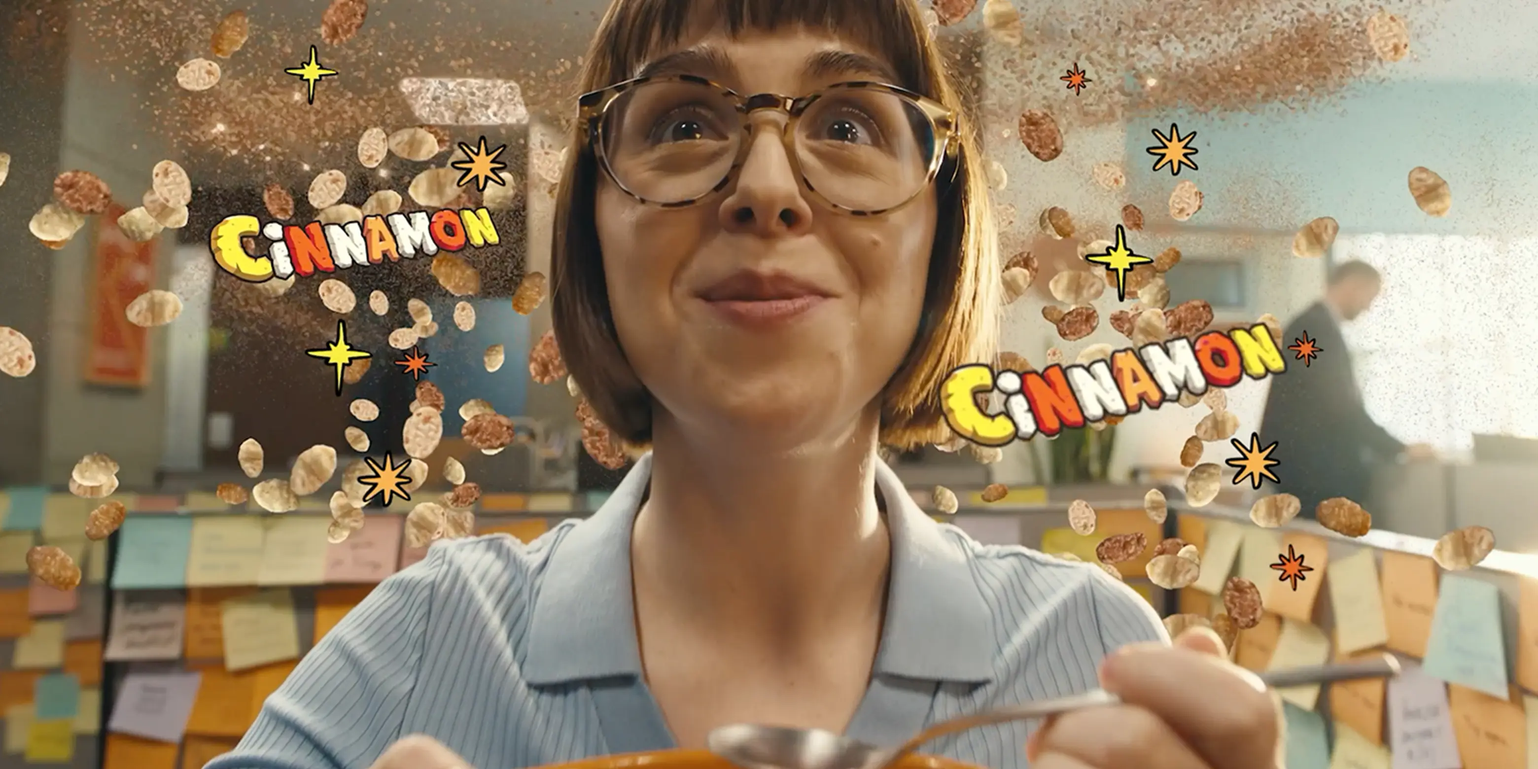 woman with cinnamon pebbles