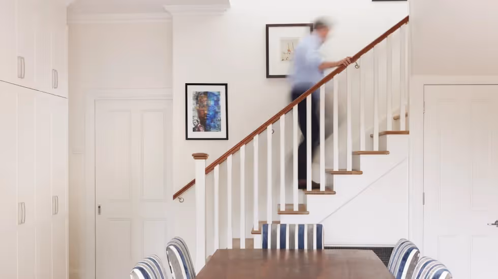 Staircase inside an art deco house