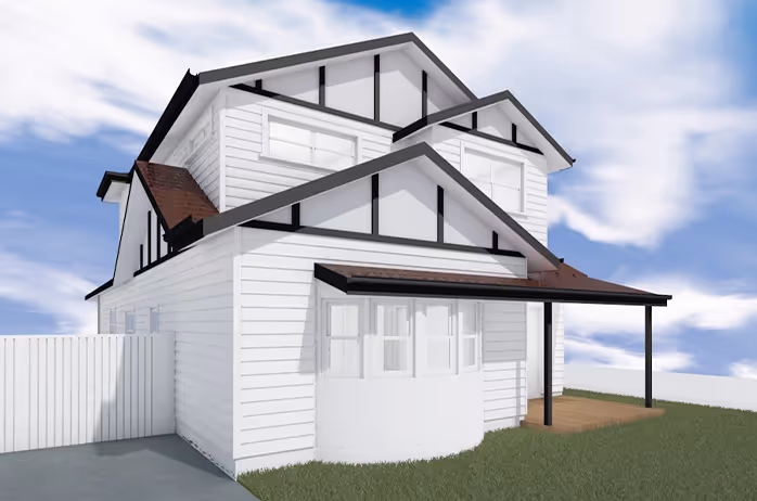 Single-storey brick house with tiled roof and front porch.