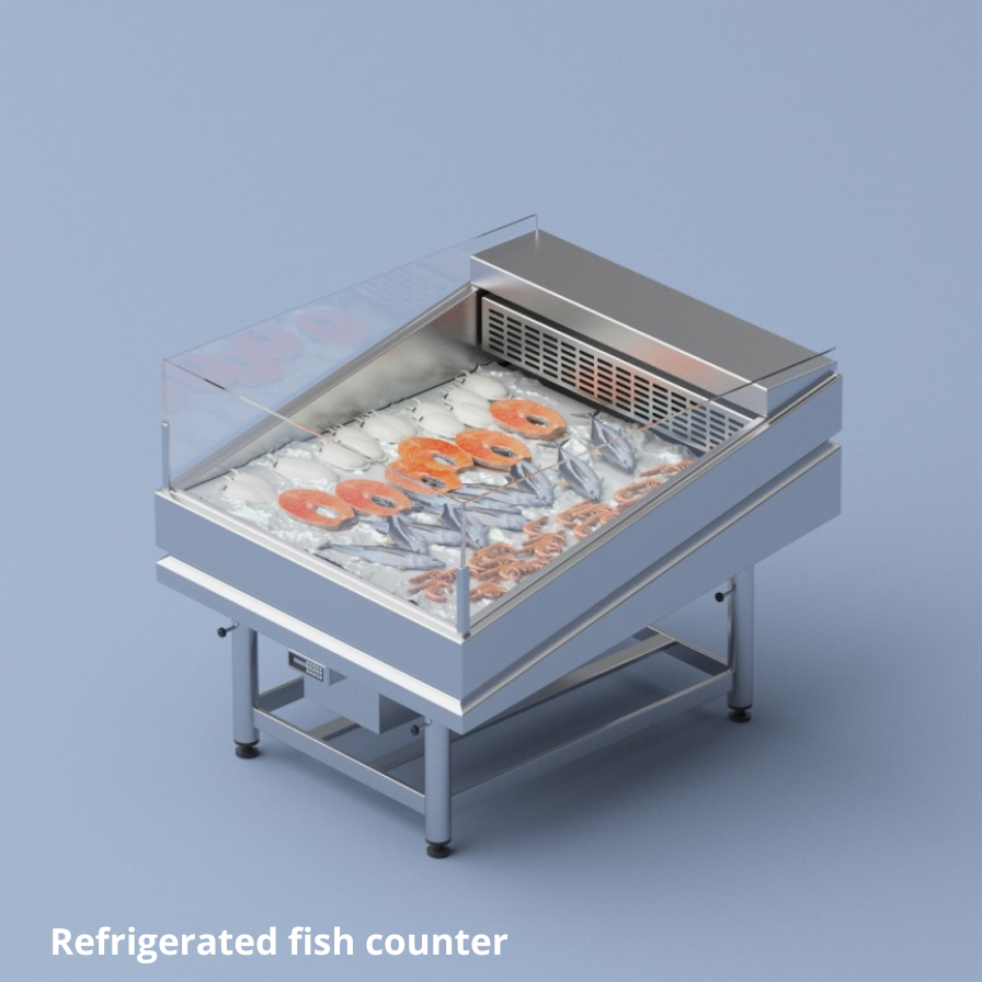 refrigerated fish counter
