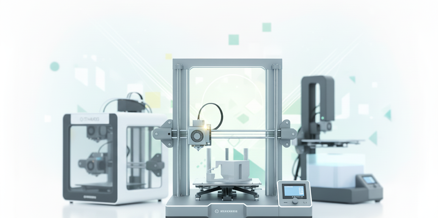Three different 3D printer models side by side