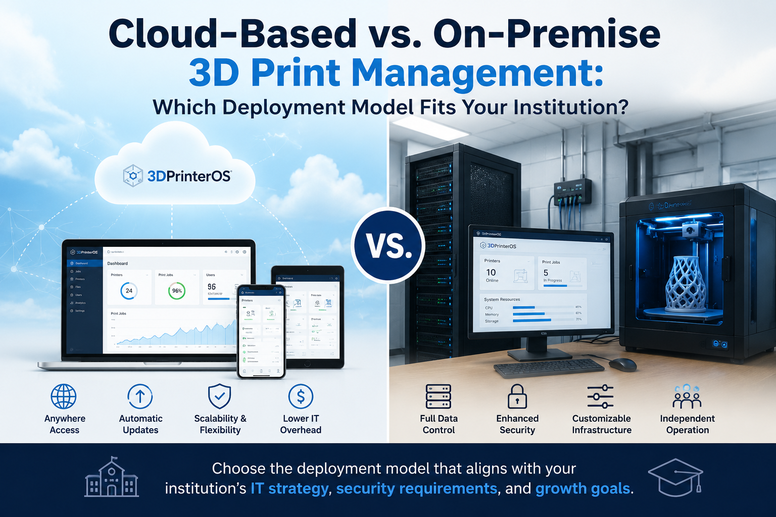 Cloud-Based vs. On-Premise 3D Print Management: Which Deployment Model Fits Your Institution?