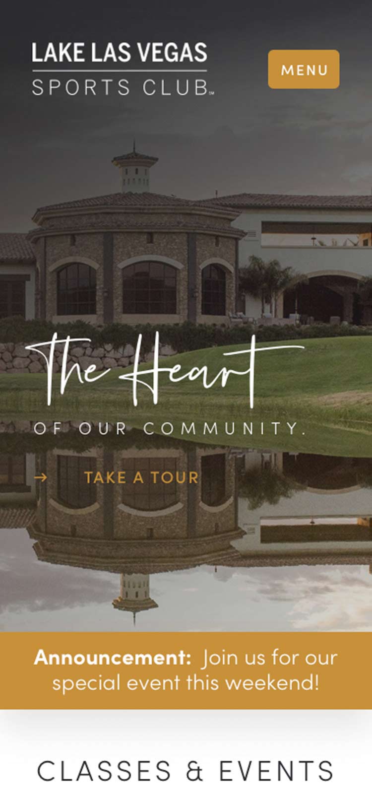Lake Las Vegas Sports Club mobile website design.